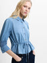 French Connection Zaves Chambray Drawstring Top Light Wash