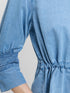 French Connection Zaves Chambray Drawstring Top Light Wash