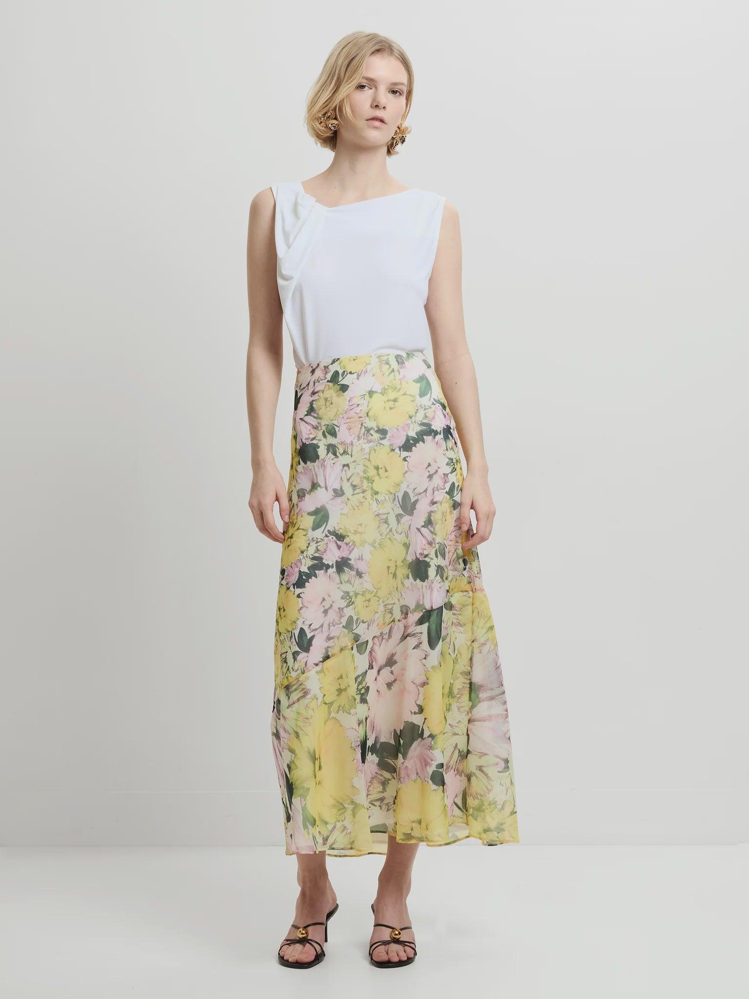 French Connection Carla Emina Chiffon Skirt Yellow Multi