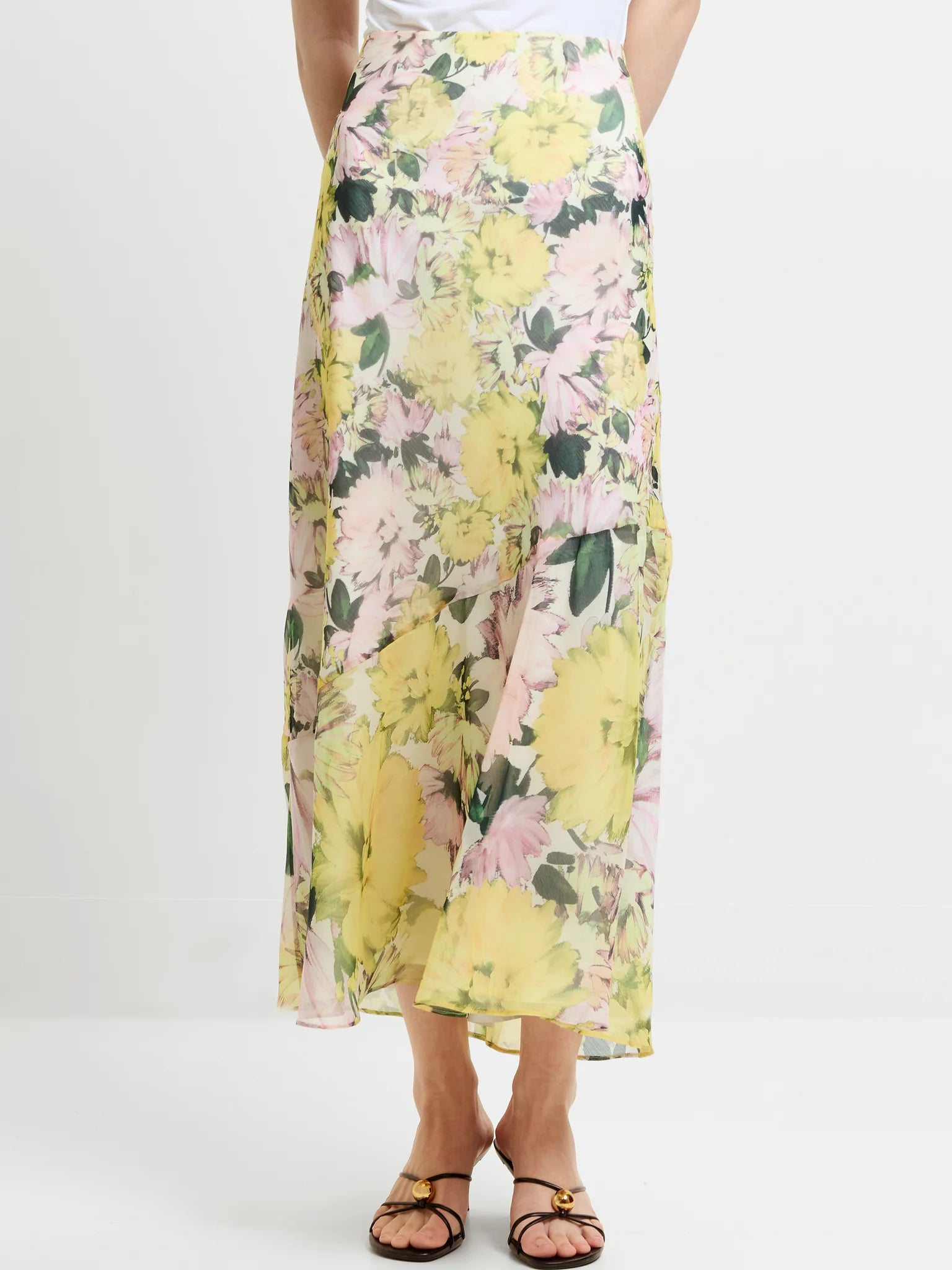 French Connection Carla Emina Chiffon Skirt Yellow Multi