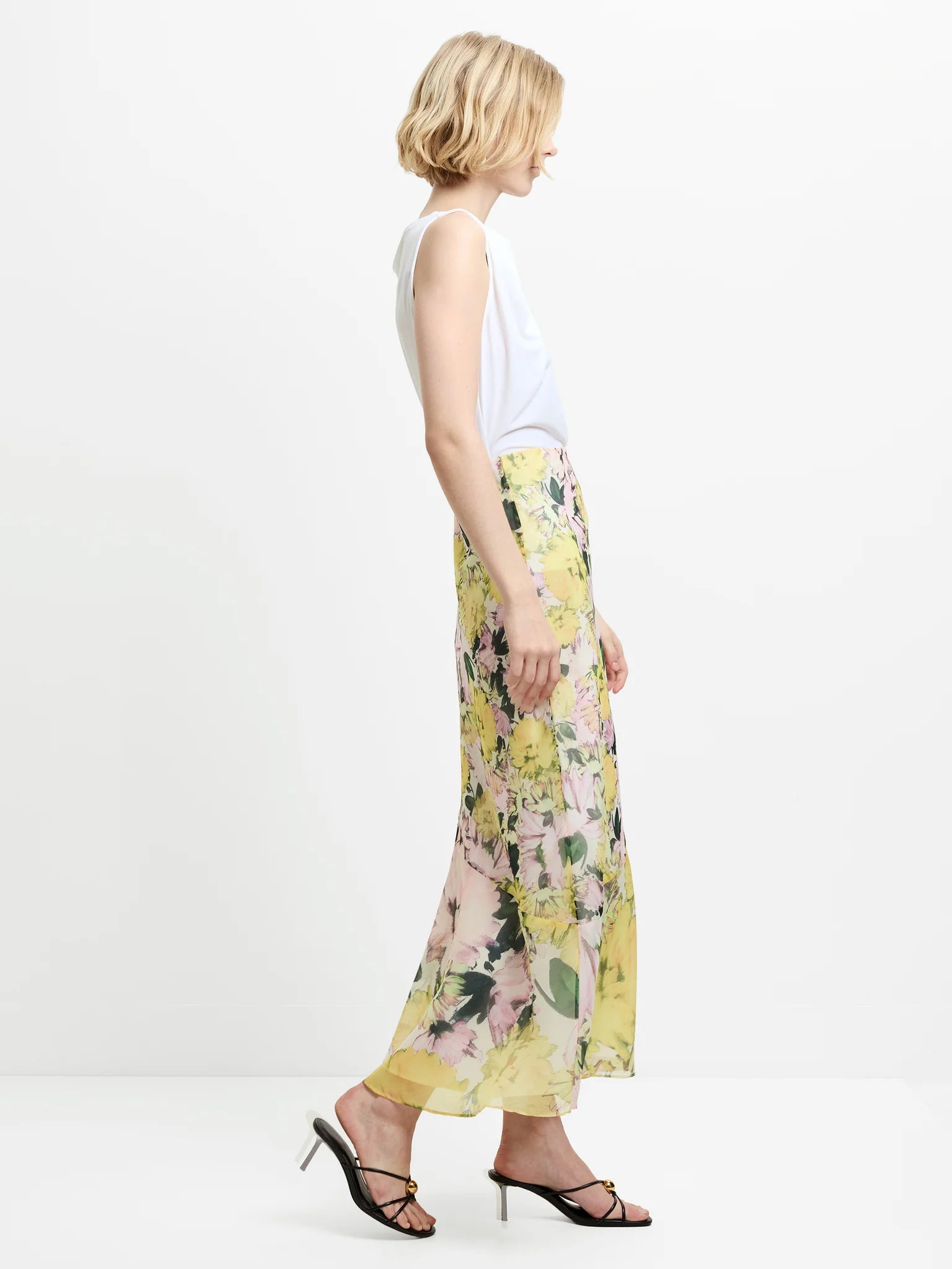 French Connection Carla Emina Chiffon Skirt Yellow Multi