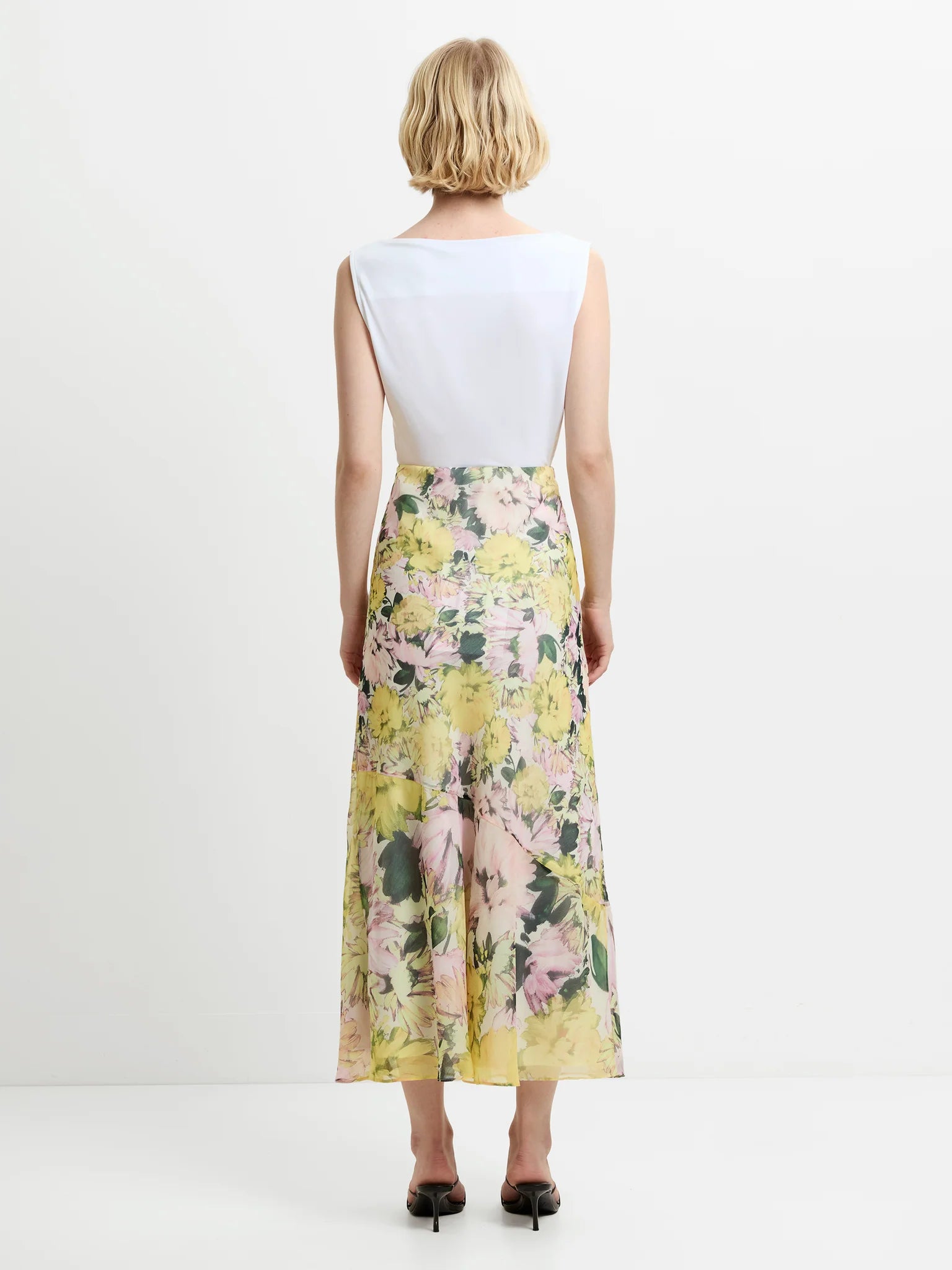 French Connection Carla Emina Chiffon Skirt Yellow Multi