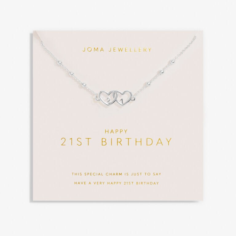 Joma Forever Yours Happy 21st Birthday Silver Necklace