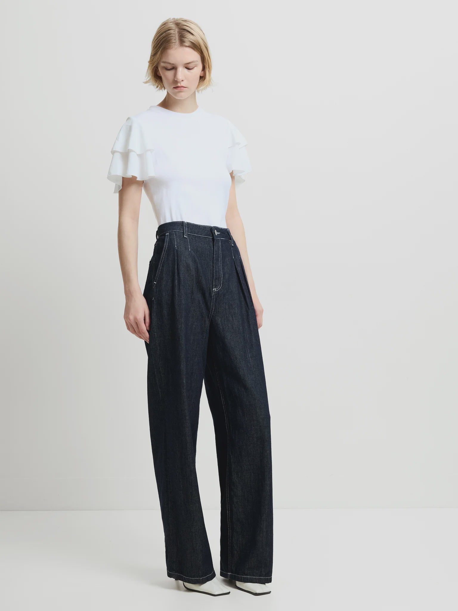 French Connection Finley Denim Wide Leg Jean Clean Indigo