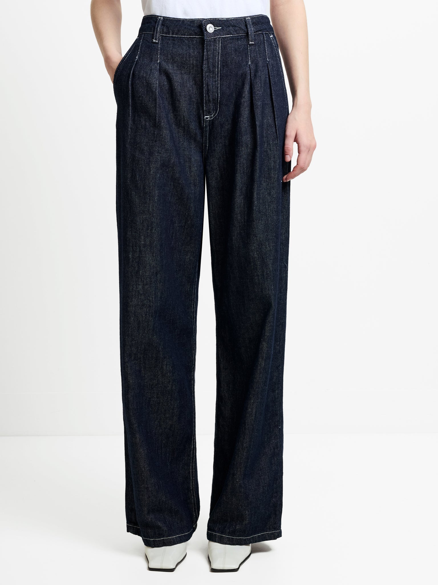 French Connection Finley Denim Wide Leg Jean Clean Indigo