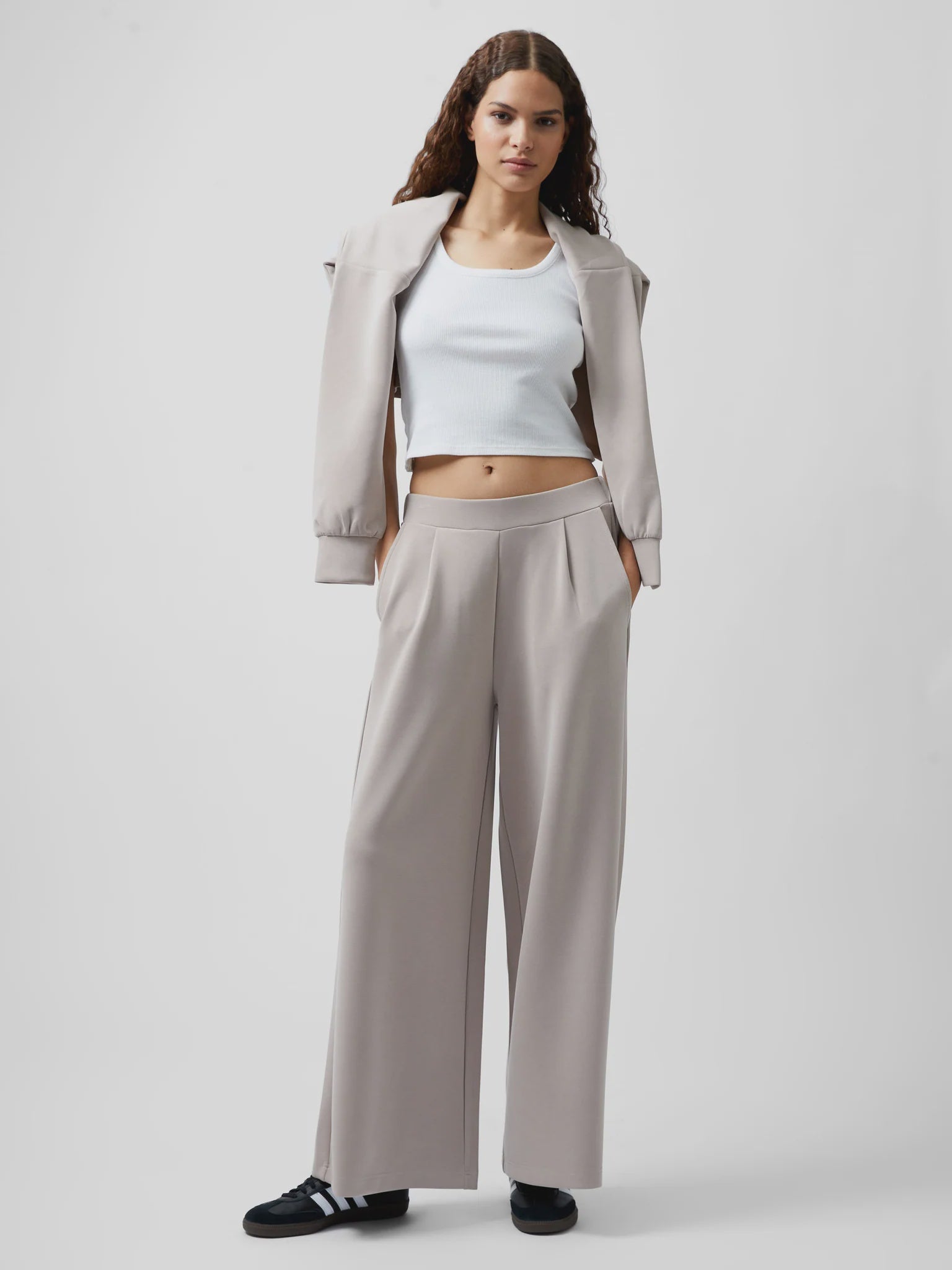 French Connection Wren Wide Leg Trouser Washed Macchiato