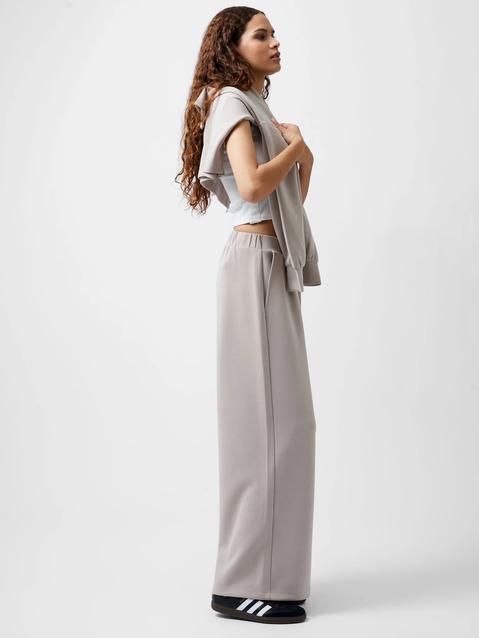 French Connection Wren Wide Leg Trouser Washed Macchiato