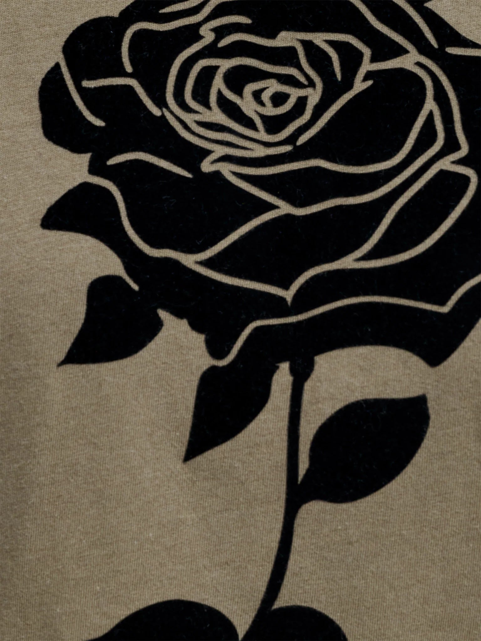 French Connection Rose Flocked T Shirt Khaki Green/Black