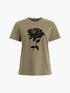 French Connection Rose Flocked T Shirt Khaki Green/Black