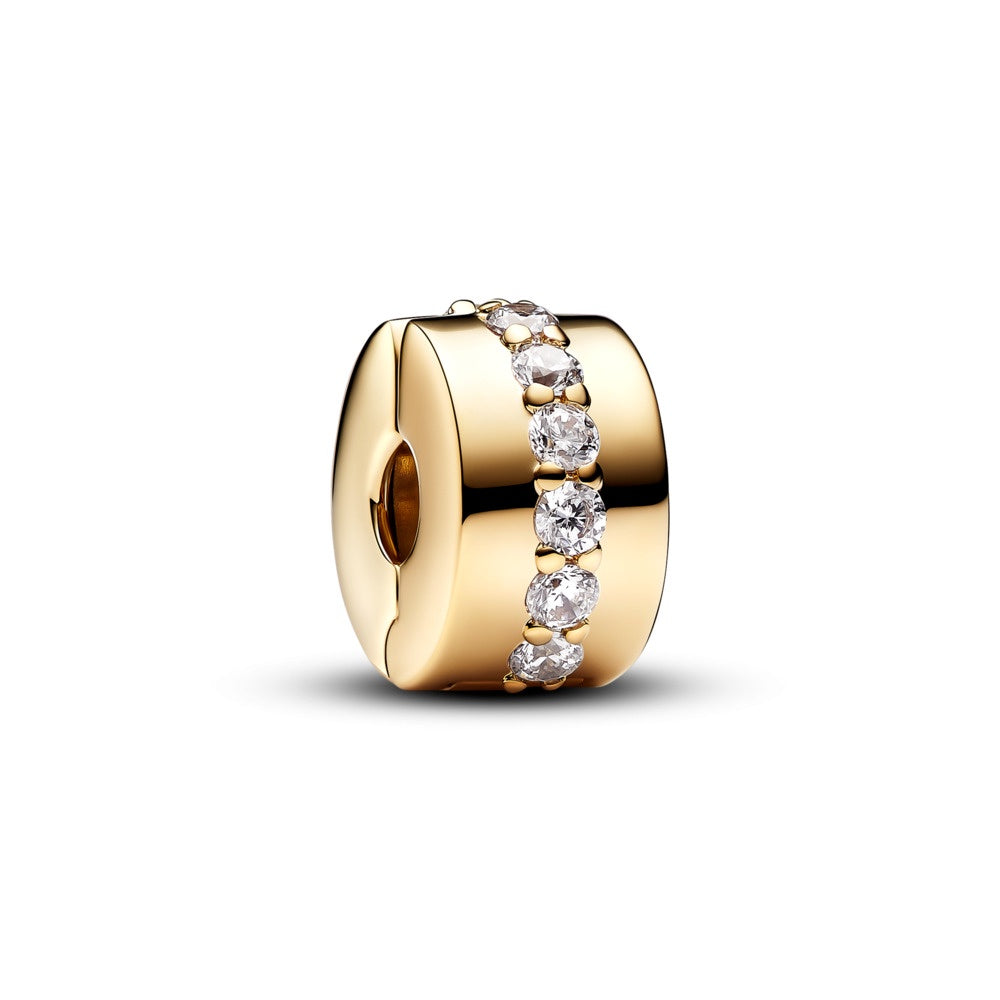 Pandora Gold Plated Clear Sparkling Row Clip Charm