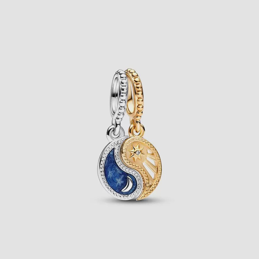 Pandora Two-tone Splittable Sun & Moon Dangle Charm