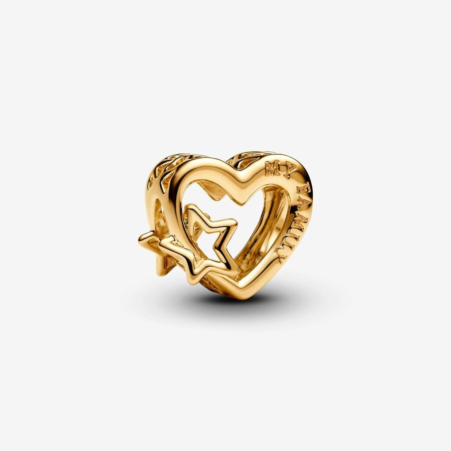 Pandora Openwork Gold Plated Family Heart & Star Charm
