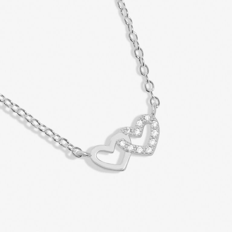 Joma Mini Charms Pavé Linked Hearts Silver Necklace