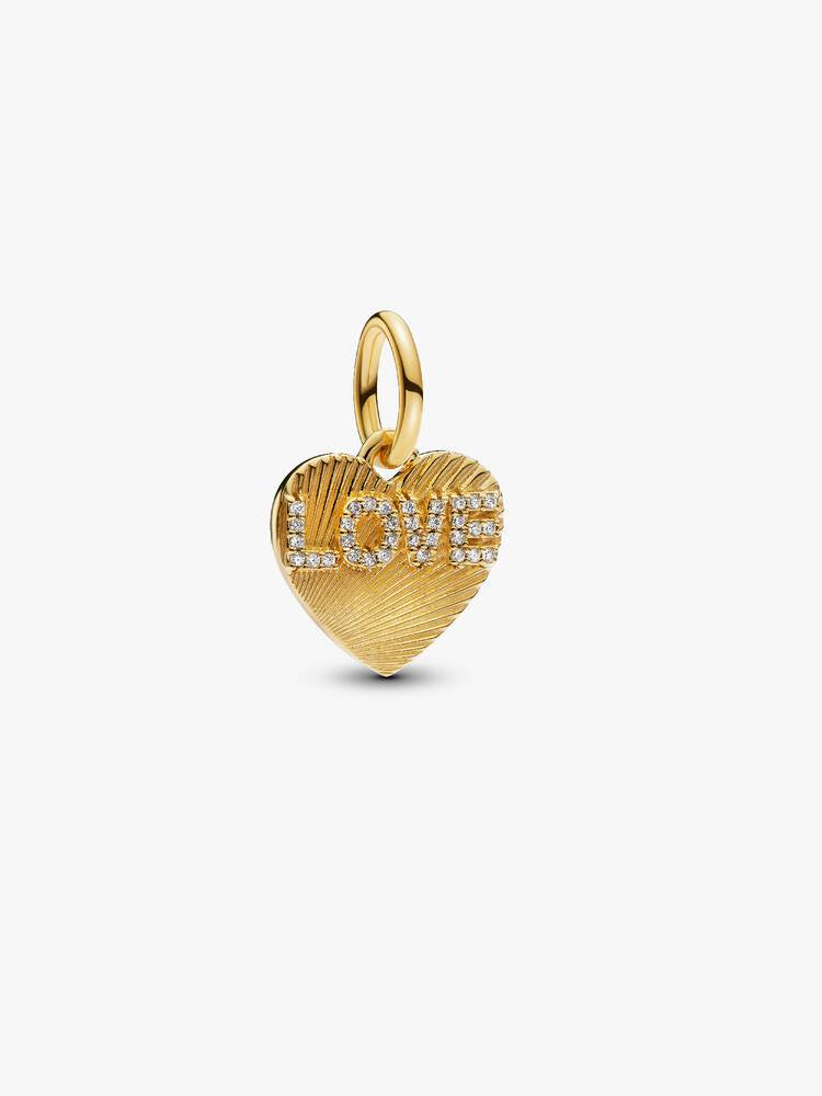 Pandora Gold Plated Engravable Love Heart Dangle Charm