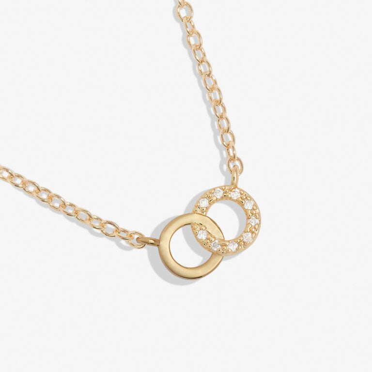 Joma Mini Charms Pavé Linked Circles Gold Necklace