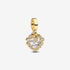 Pandora 14ct Gold Plated Sparkling Heart Double Dangle Charm