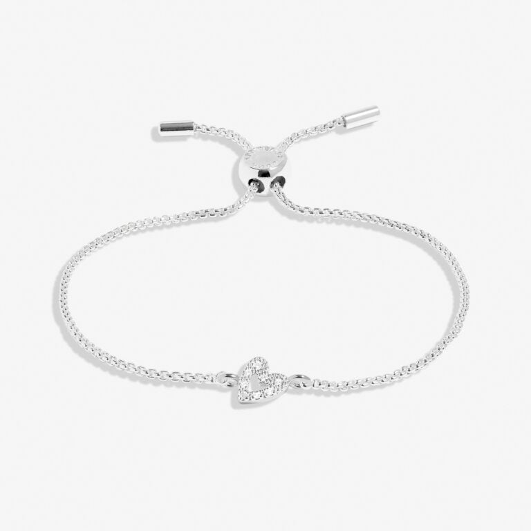 Joma Mini Charms Pavé Offset Heart Silver Bracelet