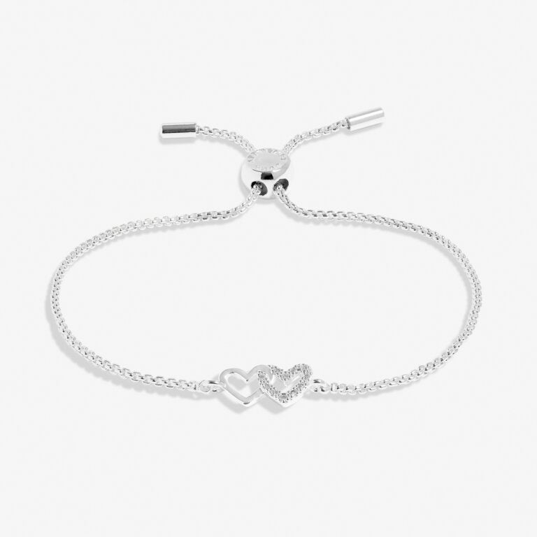 Joma Mini Charms Pavé Linked Hearts Silver Bracelet