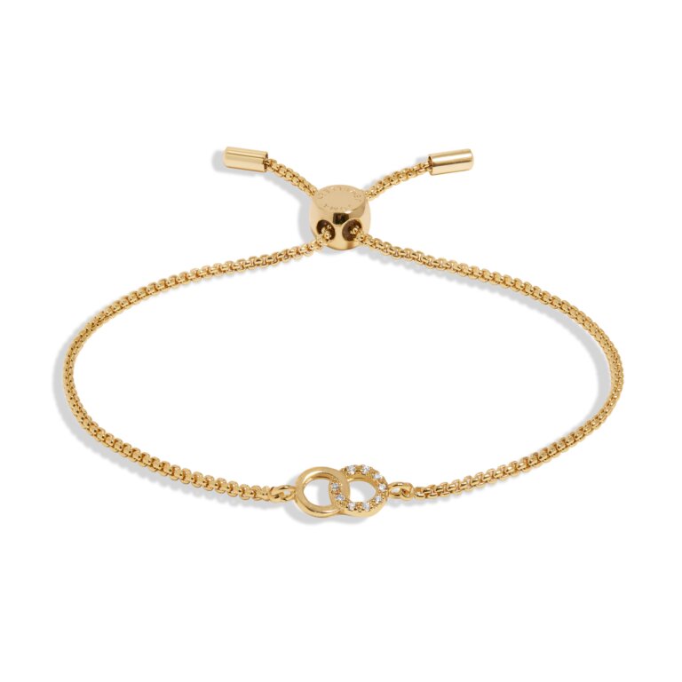 Joma Mini Charms Pavé Linked Circles Gold Bracelet