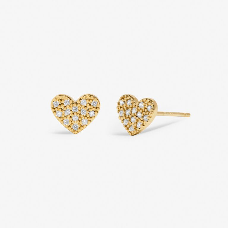 Joma Mini Charms Pavé Heart Gold Earrings