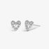 Joma Mini Charms Pavé Offset Heart Silver Earrings