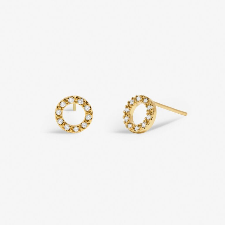 Joma Mini Charms Pavé Circle Gold Earrings