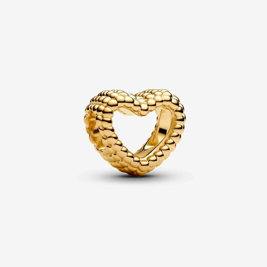 Pandora Gold Plated Beaded Open Heart Charm