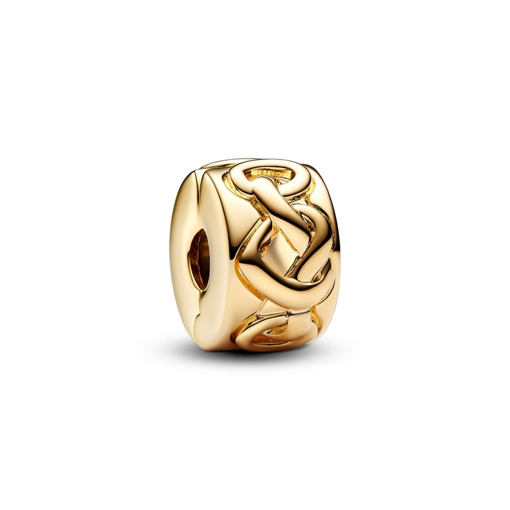 Pandora 14k Gold Plated Knotted Hearts Clip Charm