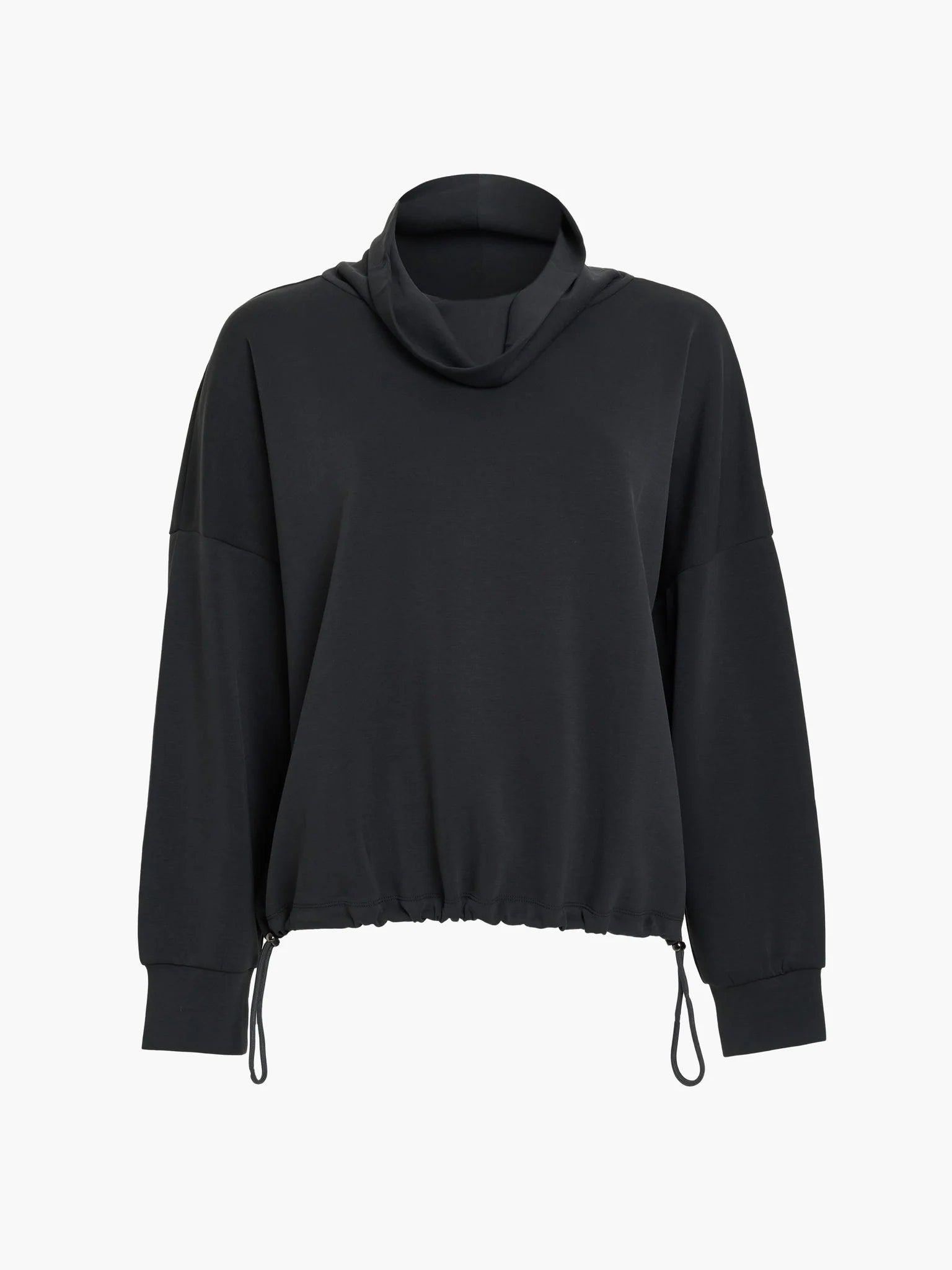 French Connection Wren Draped Funnel Neck Toggle Waist Sweatshirt Graphite Grey