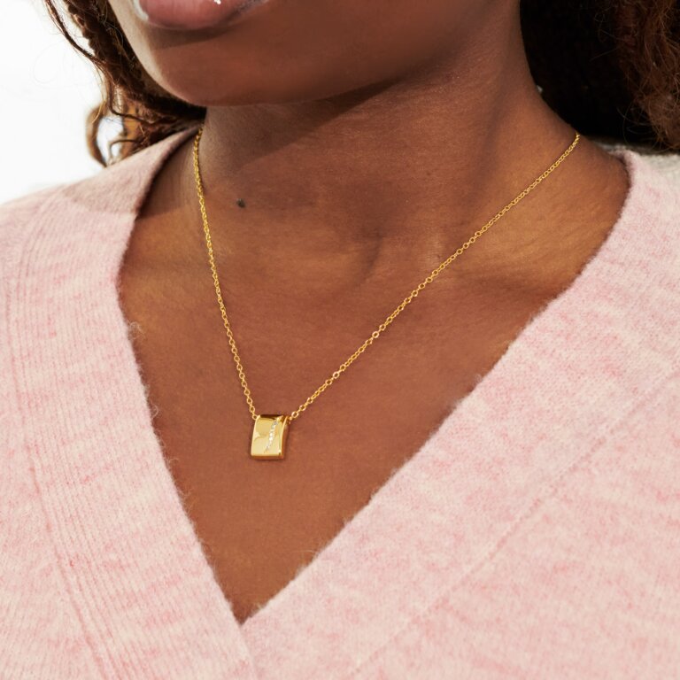 Joma Style Stories Pavé Tag Gold Necklace