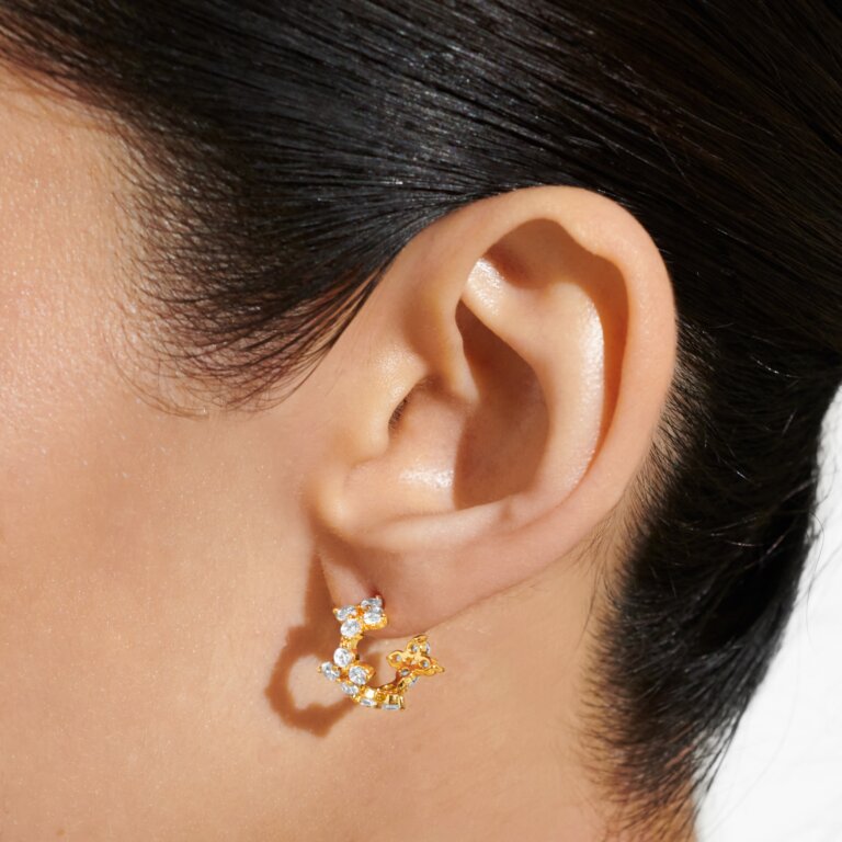 Joma Style Stories Pavé Clover Gold Hoop Earrings