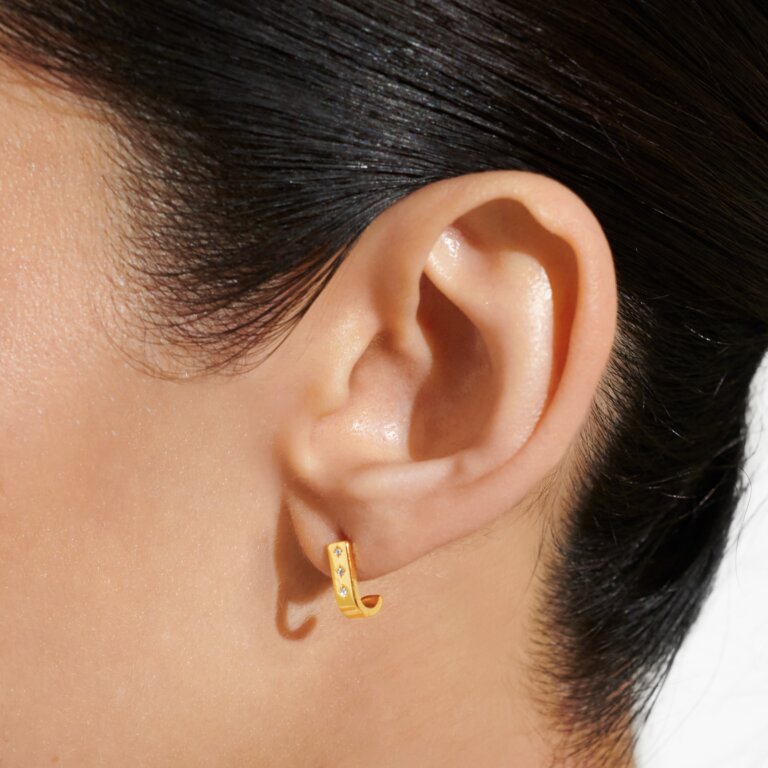 Joma Style Stories Bar Gold Huggie Hoop Earrings