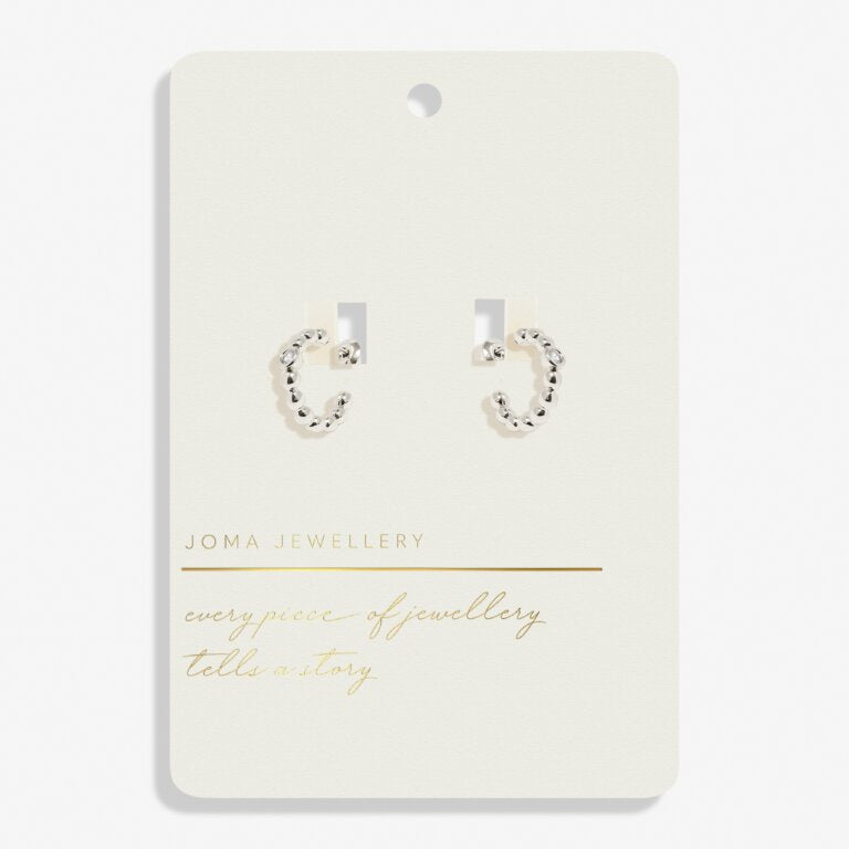 Joma Style Stories Beaded CZ Silver Hoop Earrings