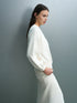 French Connection Mayim Ribbed Knit Zip Cardigan Porcelain Cream
