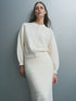 French Connection Mayim Ribbed Knit Zip Cardigan Porcelain Cream