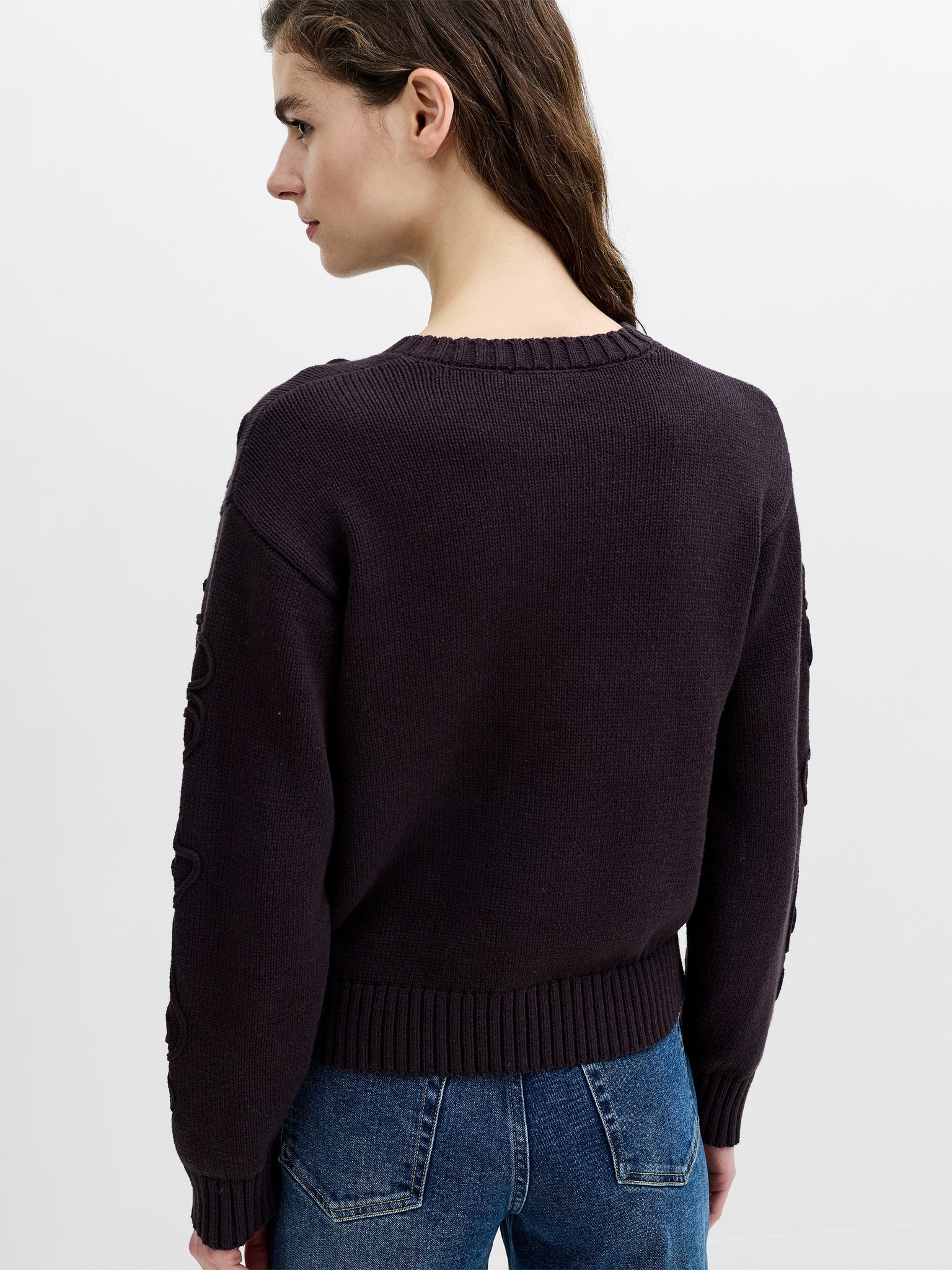 French Connection Varli Floral Drawing Cardigan Mocha Brown
