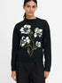 French Connection Oriana Floral Neck Jumper Black/Khaki Green Multi