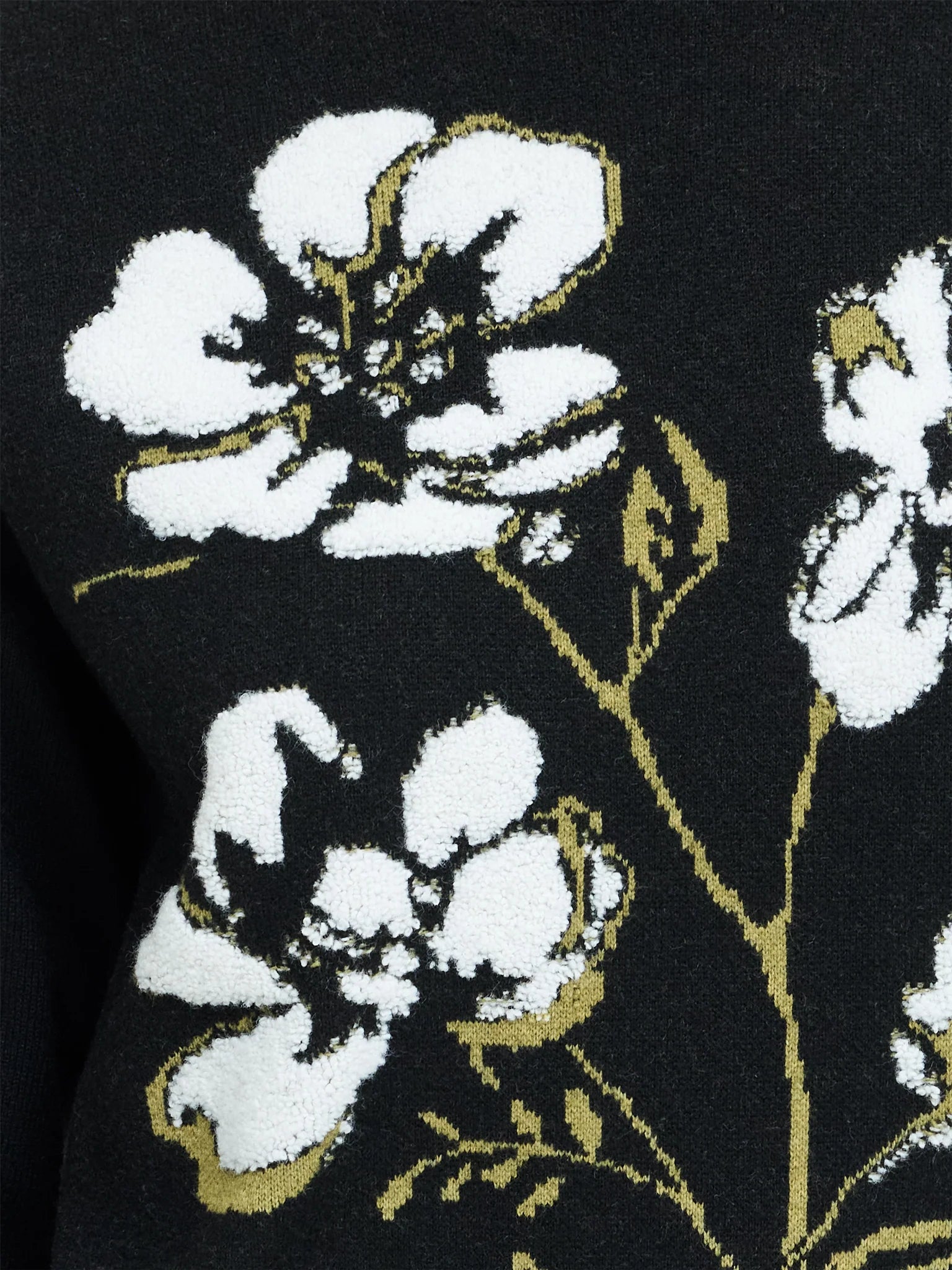 French Connection Oriana Floral Neck Jumper Black/Khaki Green Multi