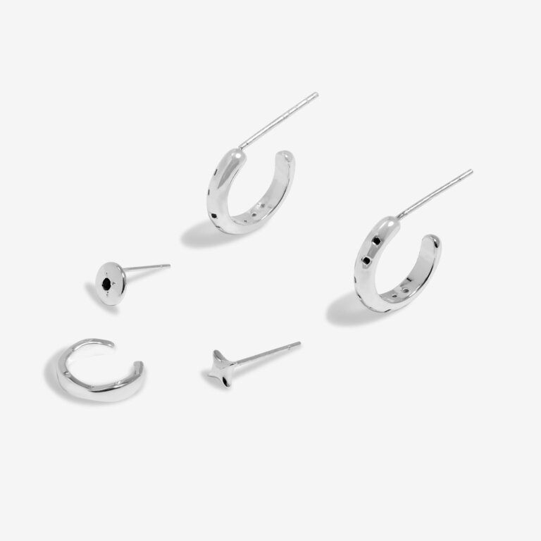 Joma Stacks Of Style Silver Gem Set Of 3 Earrings