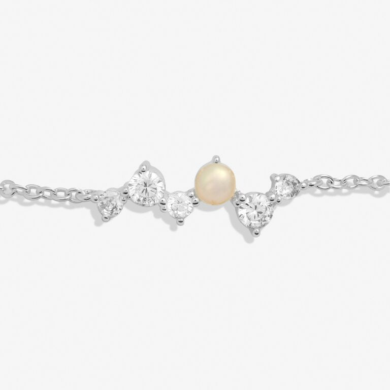 Joma Halo Pearl CZ & Pearl Cluster Silver Bracelet