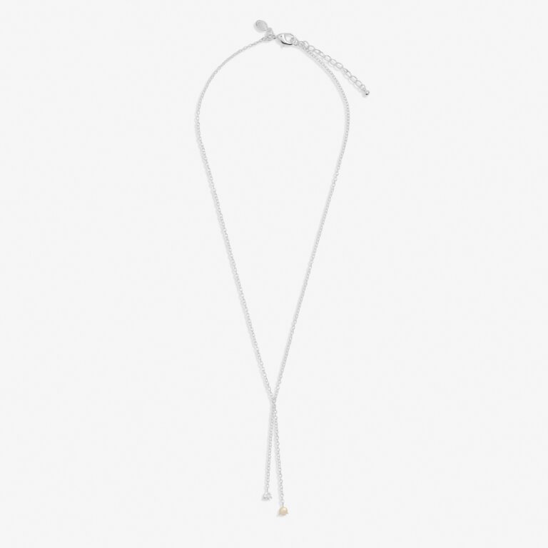 Joma Halo Pearl CZ & Pearl Lariat Silver Necklace