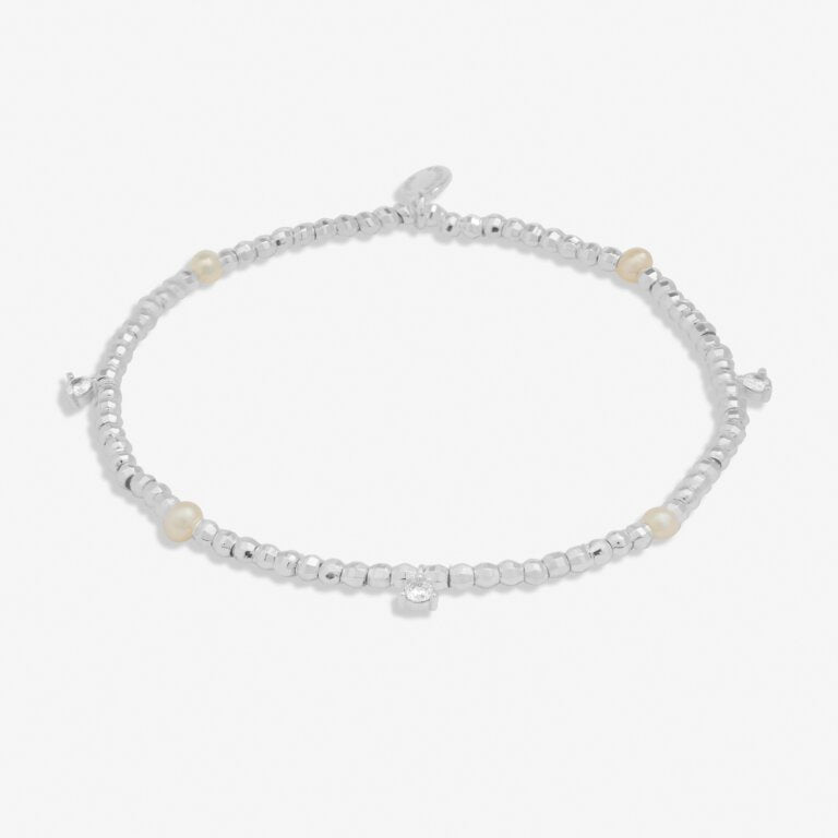 Joma Halo Pearl Beaded CZ &Pearl Silver Bracelet