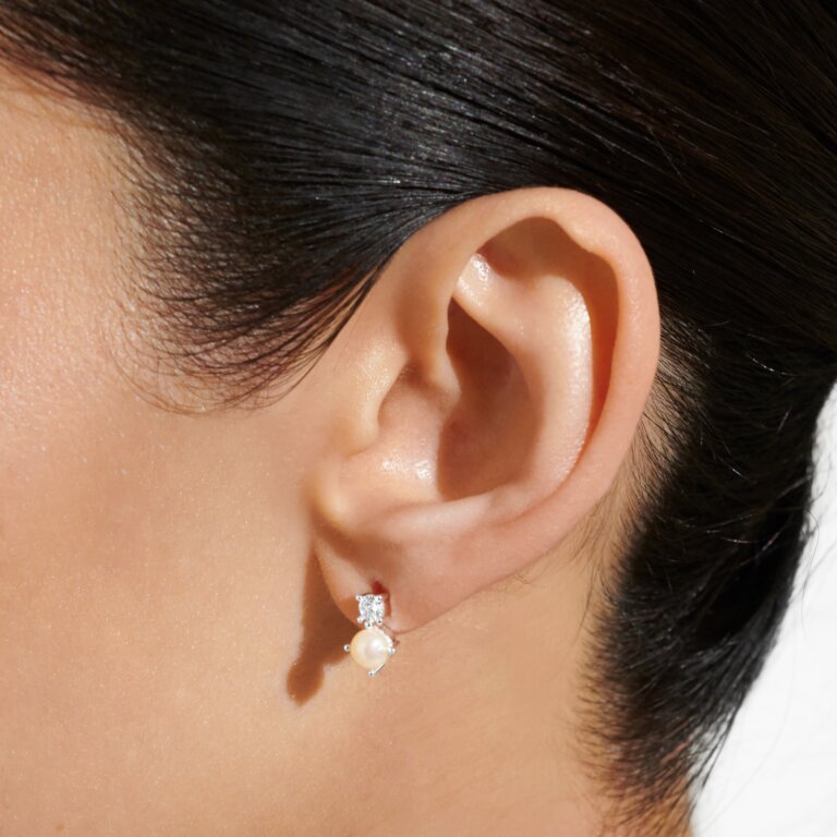 Joma Halo Pearl CZ & Pearl Silver Earrings