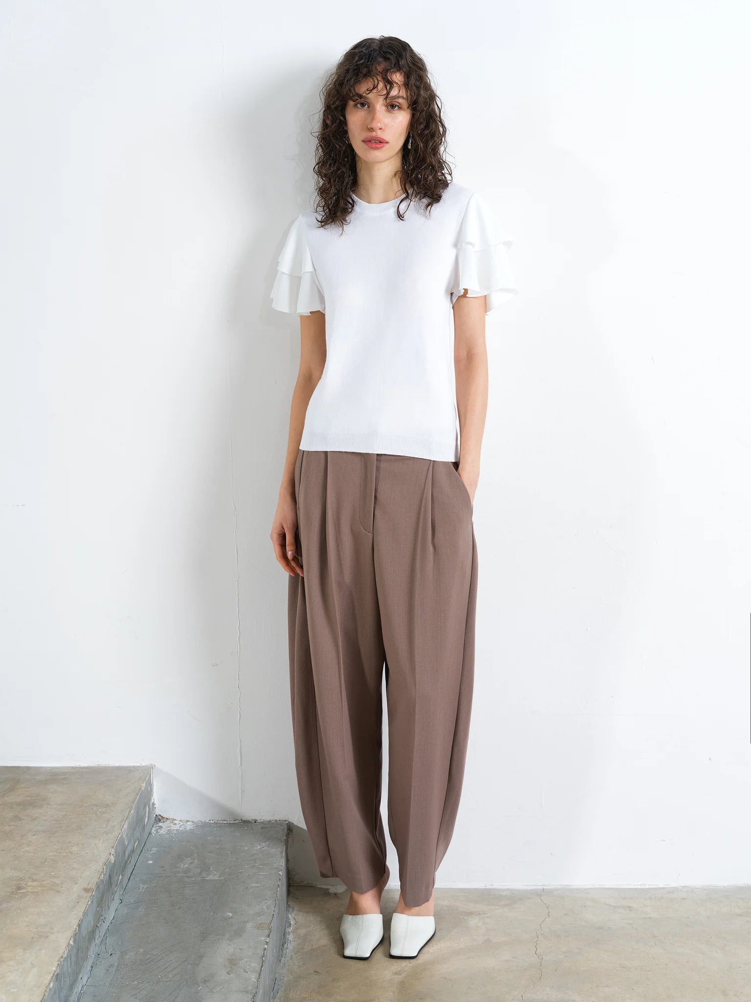 French Connection Aylaa Krista Mix Sleeve Top Linen White