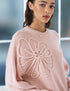 French Connection Patrice Knit Floral Motif Jumper Powder Pink