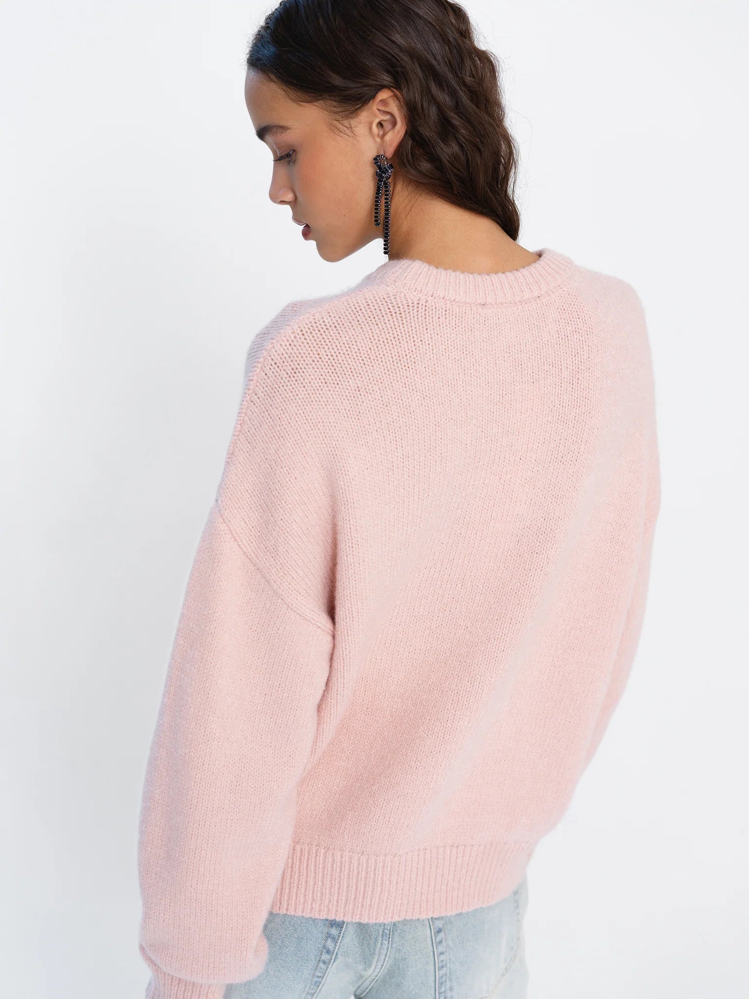 French Connection Patrice Knit Floral Motif Jumper Powder Pink