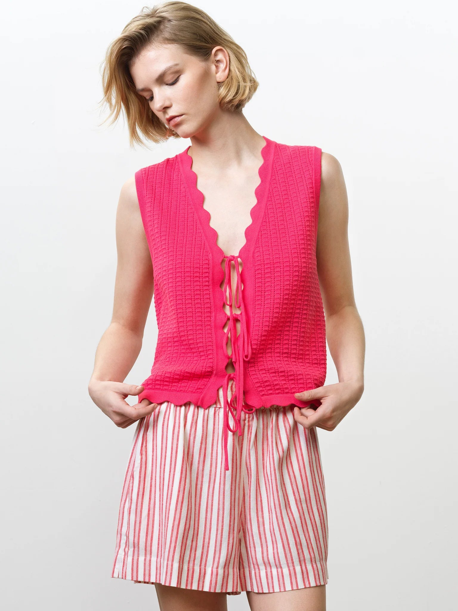 French Connection Lois Mozart Top Vest Fuchsia Pink