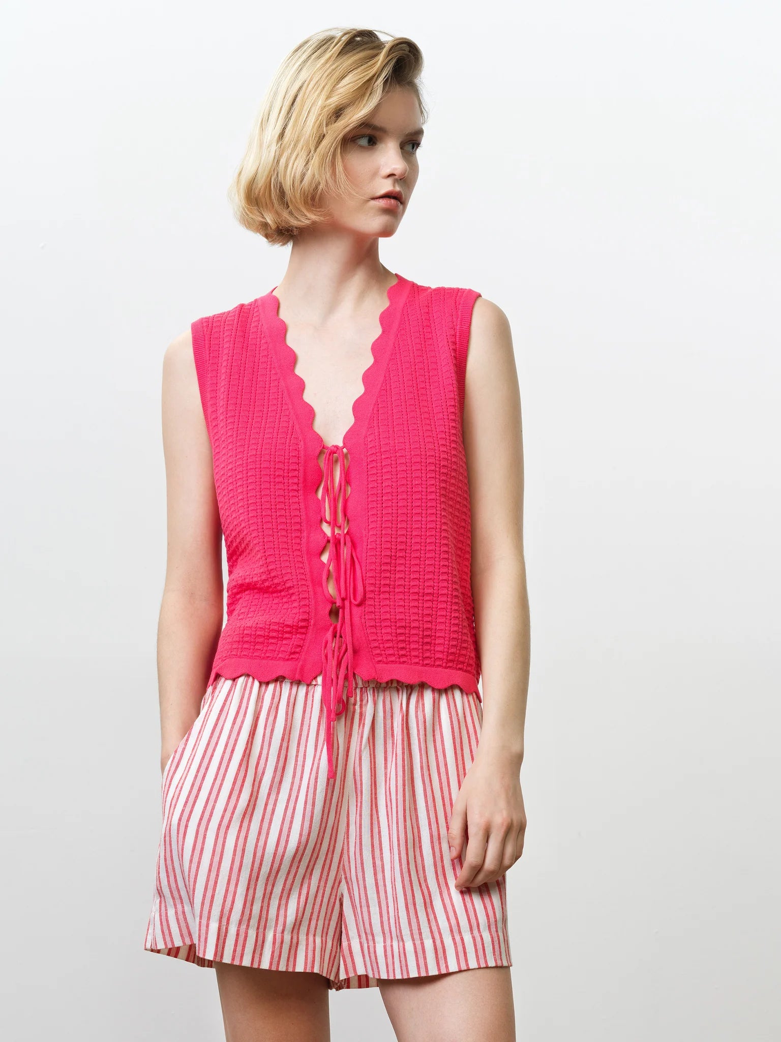 French Connection Lois Mozart Top Vest Fuchsia Pink