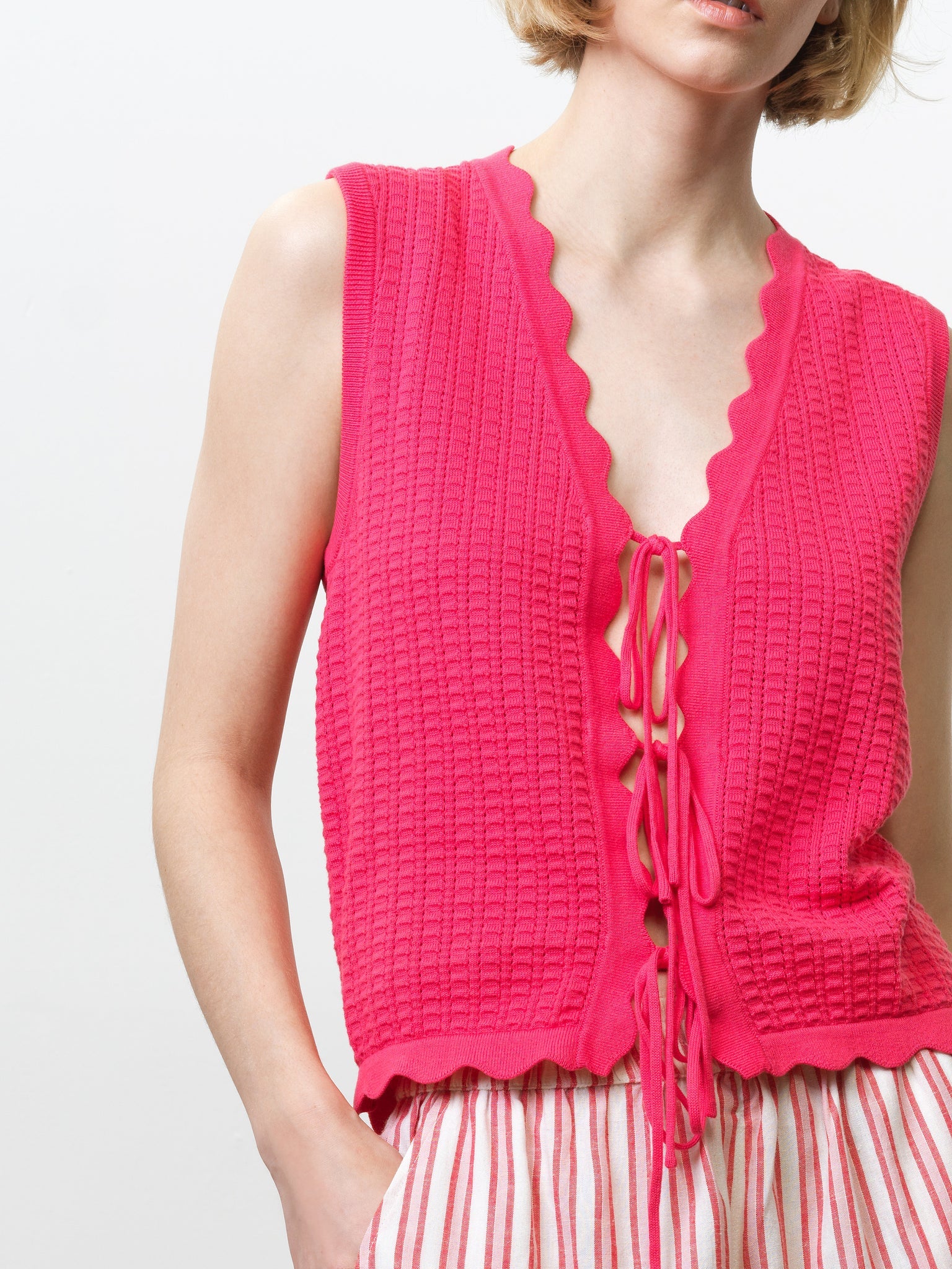 French Connection Lois Mozart Top Vest Fuchsia Pink