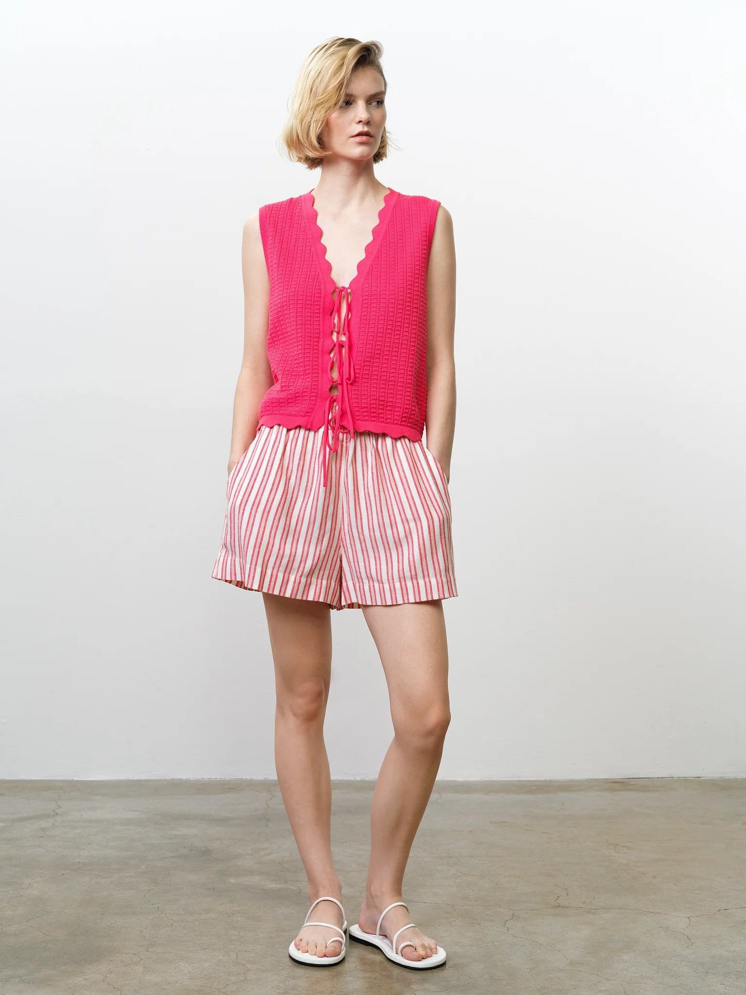 French Connection Lois Mozart Top Vest Fuchsia Pink